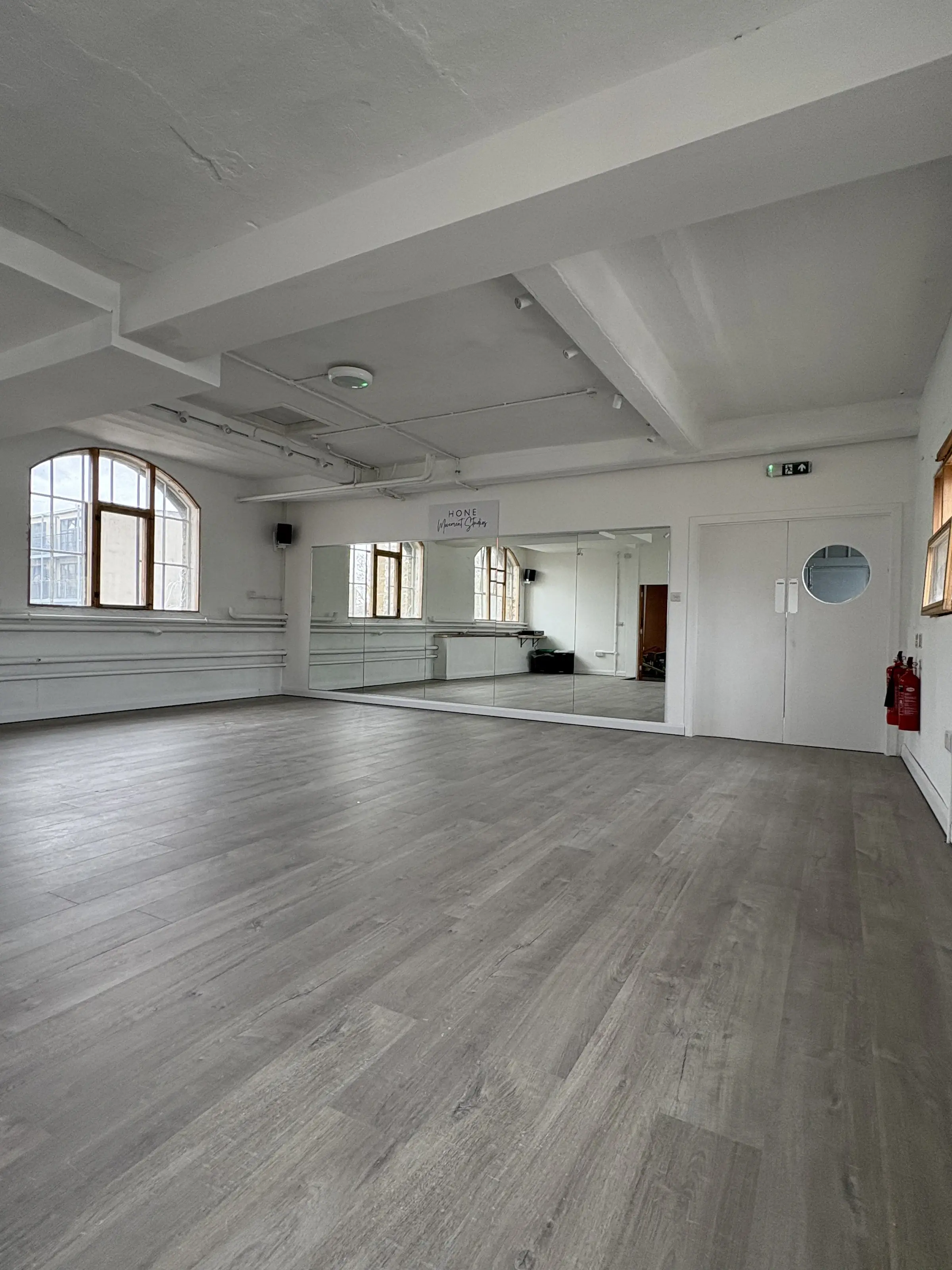 Studio 49 timber floor, looking towards the front of the room